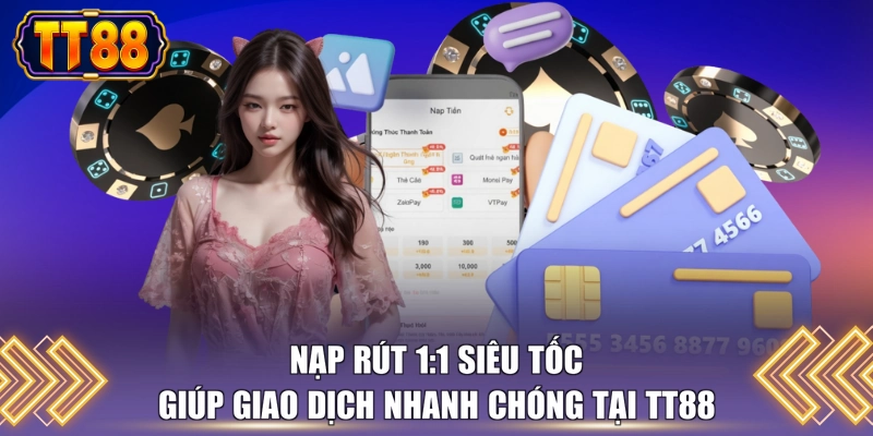 Nạp rút 1:1 siêu tốc giúp giao dịch nhanh chóng tại TT88